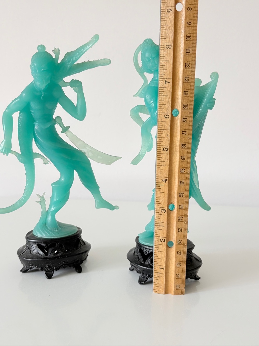 Vintage Faux Jade Made in Italy Chinoiserie Figurines Plastic Imitation Jade - Picture 10 of 10